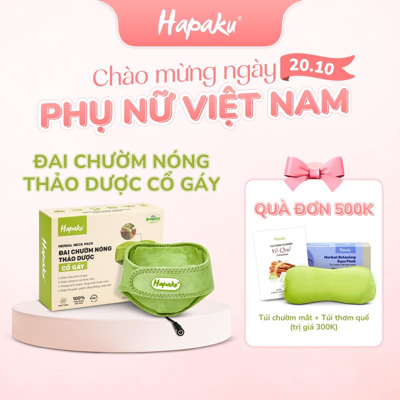 (MUA 1 TẶNG 2 ĐƠN 500K) Đai Chườm Nóng Thảo Dược Cổ Gáy Hapaku - Bản Làm Nóng Bằng Điện - Giảm Đau Mỏi Hiệu Quả vùng Cổ Gáy, Cắm Cổng USB tiện lợi