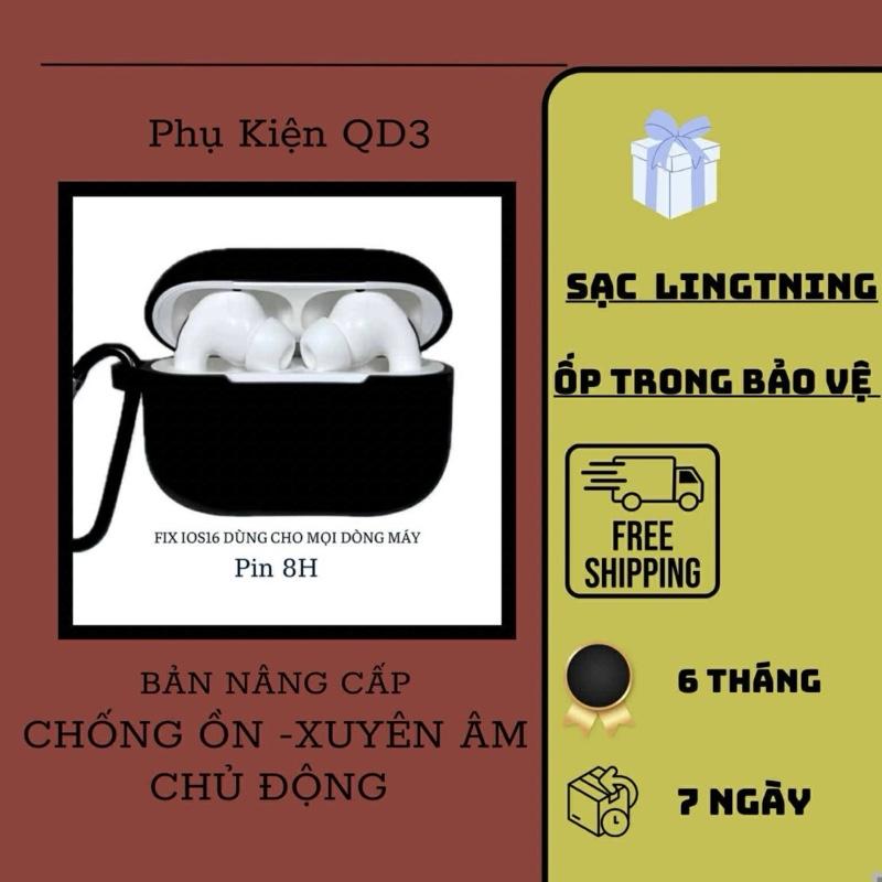  Tai Nghe Bluetooth Pr0 Gen2 ANC  Bản Nâng Cấp  Chống Ồn 40db- Xuyên Âm Chủ Động Bass Căng| Pin 8H Kèm Ốp Bảo Vệ+ Cap Usb. Bảo Hành 6 Tháng Lỗi Đổi Mới Nhét Tai Nhạc Earphone Micro Tích Hợp Sẵn Nghe Nhạc Bluetooth- Phụ Kiện QD 