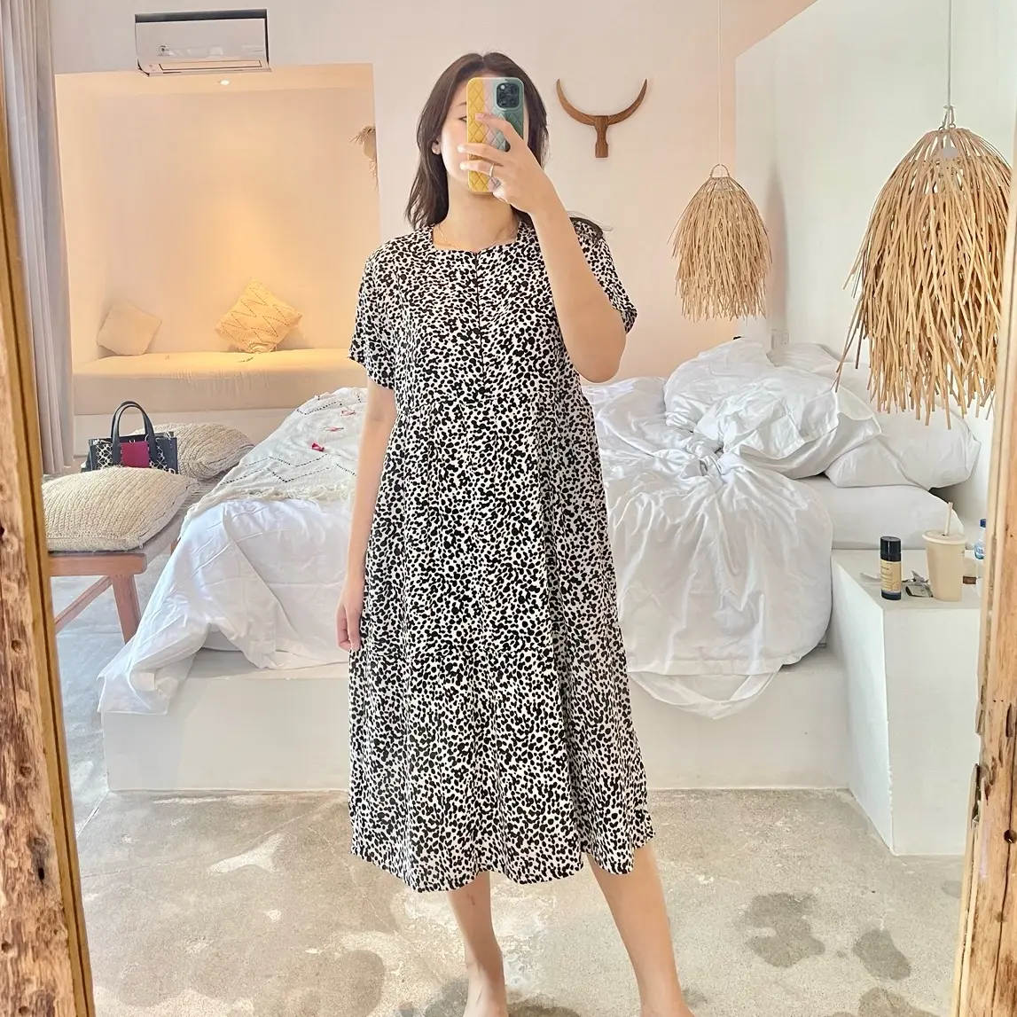 Leopard Dress Busui Friendly Wanita