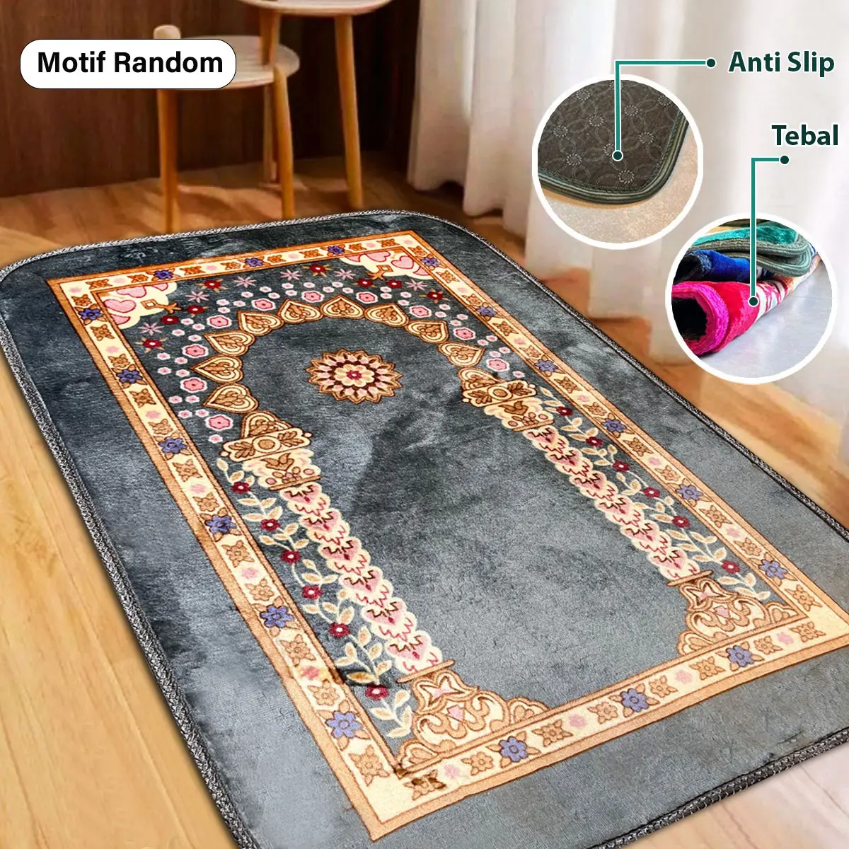 Sajadah Kiswah Non Rumbai 70X110 Turki Bludru Lembut Nyaman Empuk - 1311