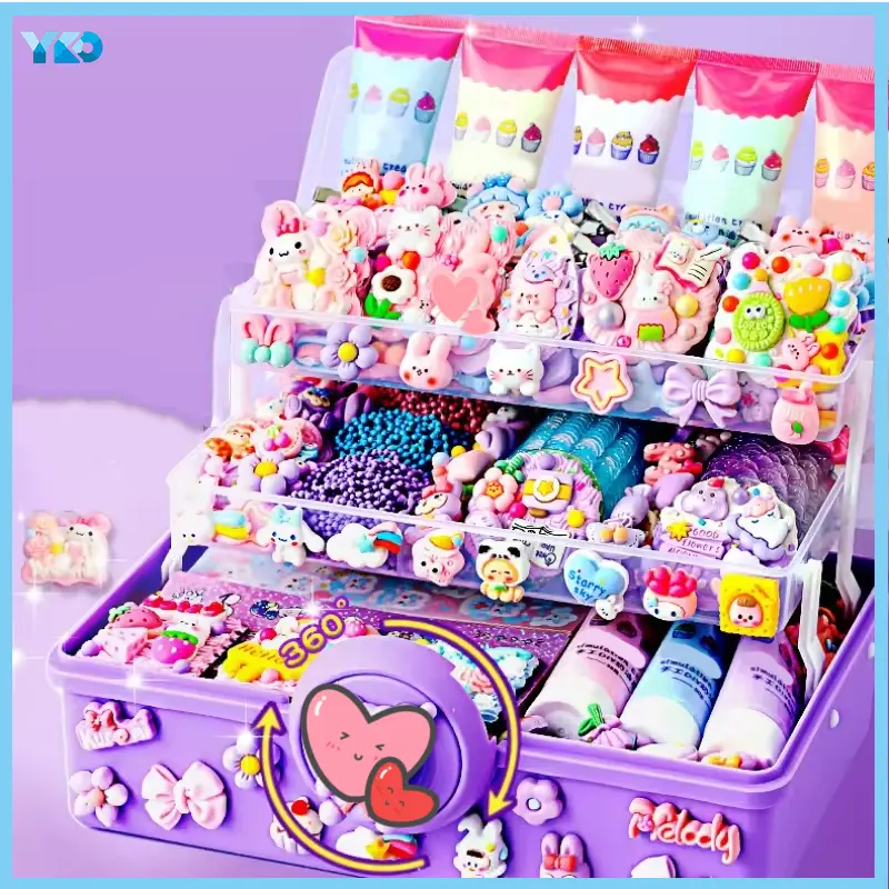 YKO Set DIY Gantungan Kunci Akrilik Set DIY Keychain Lucu Anak DIY Sticker Hadiah DIY Gantungan Kunci Bahan Kotak Mainan Anak Perempuan Category