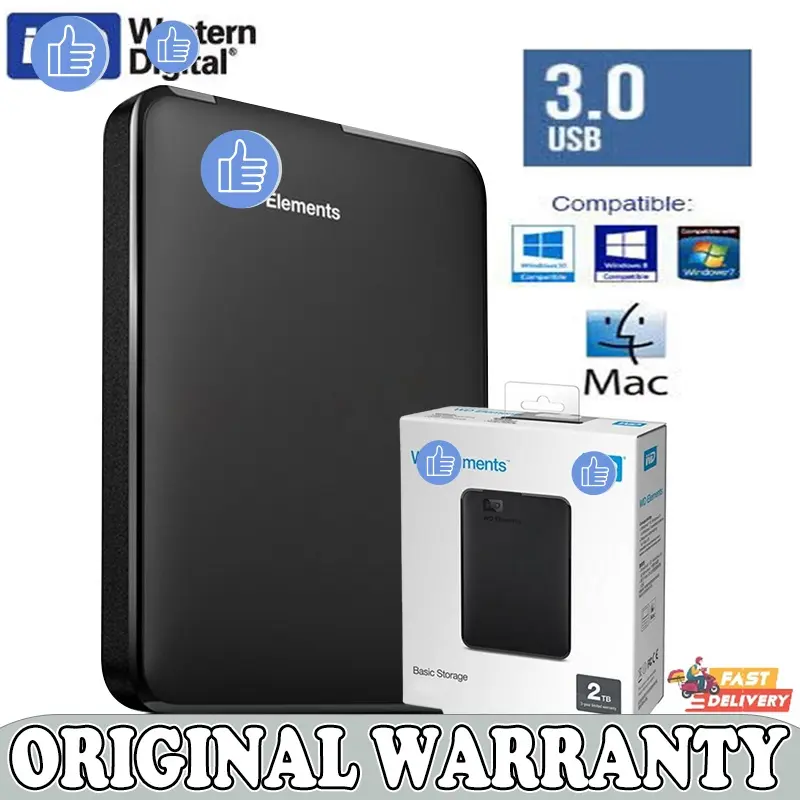 Hardisk External HDD USB hardisk eksternal 3.0 1TB / 2TB hard disk Warna Hitam Portable Eksternal Hardisk Komputer Penyimpanan Storage Plastic