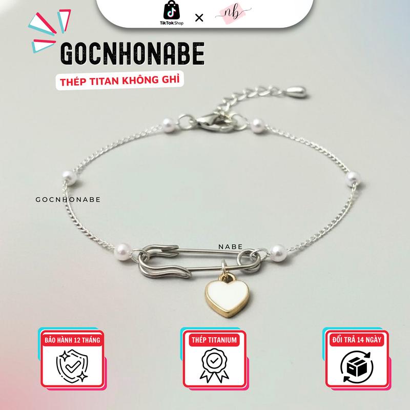 [Không đen ghỉ ] Vòng Tay Safety Pin Xinh Iu Mạ Bạc S925 Bền Màu - Vòng tay ghim băng