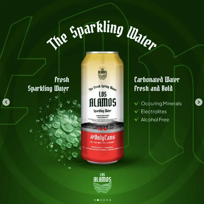 Minuman Soda Original Los Alamos Sparkling Water in Can 330mL  - 4pcs - Minuman Soda Kaleng Lemon 0