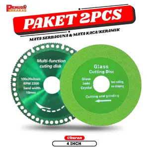 2 Pcs Mata Gerinda Diamond 4 Inch (100mm) Serbaguna Multifungsi - Pisau Pemotong Kayu, Besi, Keramik, Granit, PVC, Marmer & Kaca - Cepat Presisi