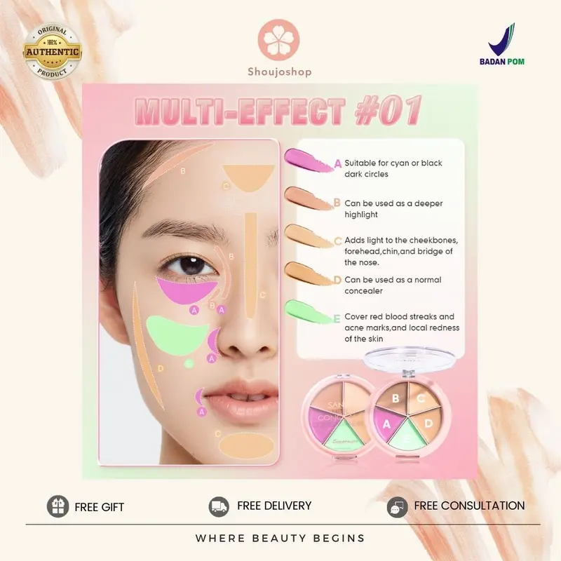SANIYE Palet Concealer Anti Air 5 Warna Seamless Full Cover Face Concealer R1179 1