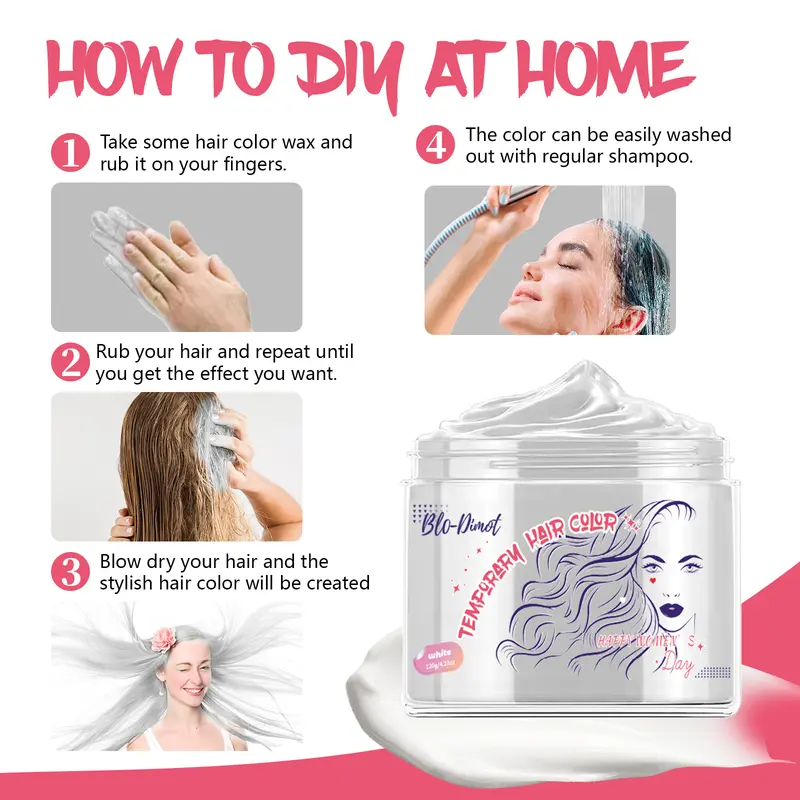 Sáp Nhuộm Tóc, 7 Màu, Dành Cho Phụ Nữ Và Nam Giới, Thời Trang, Thuốc Nhuộm Tóc Màu Tạm Thời, Có Thể Giặt Được, Tạo Kiểu Tóc Tự Làm, Thích Hợp Cho Tiệc Hóa Trang Và Trang Điểm, Bùn Kem Nhuộm Tóc, 120g 8