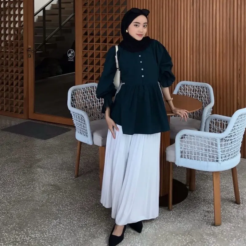 ASILA - RIBBON BABYDOLL BLOUSE by Leody || Atasan Wanita Kemeja Kancing Linen Pita9 7
