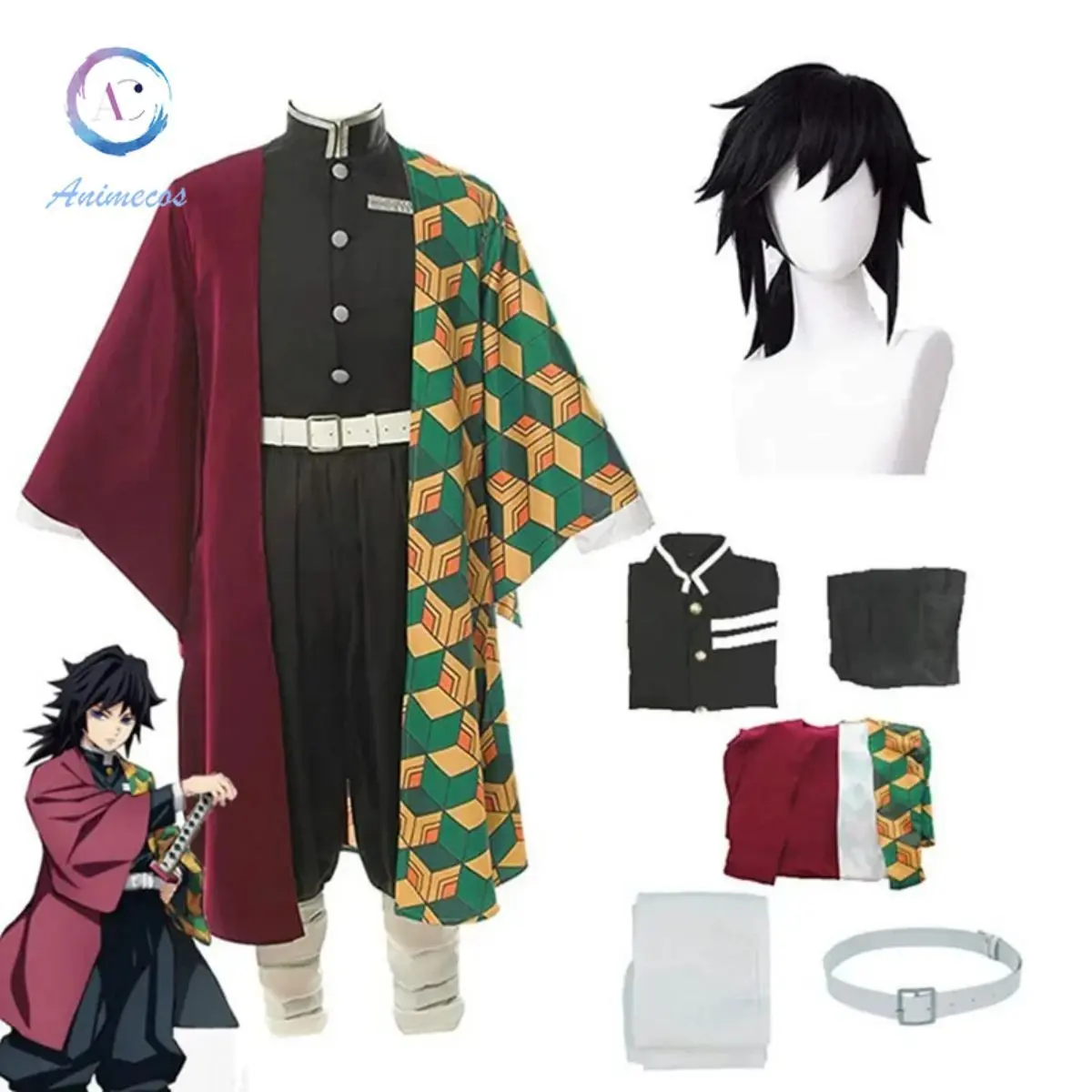 Tomioka Giyuu Cosplay Costume Demon Slayer Cosplay anime outfit Kimetsu no Yaiba Halloween Costumes