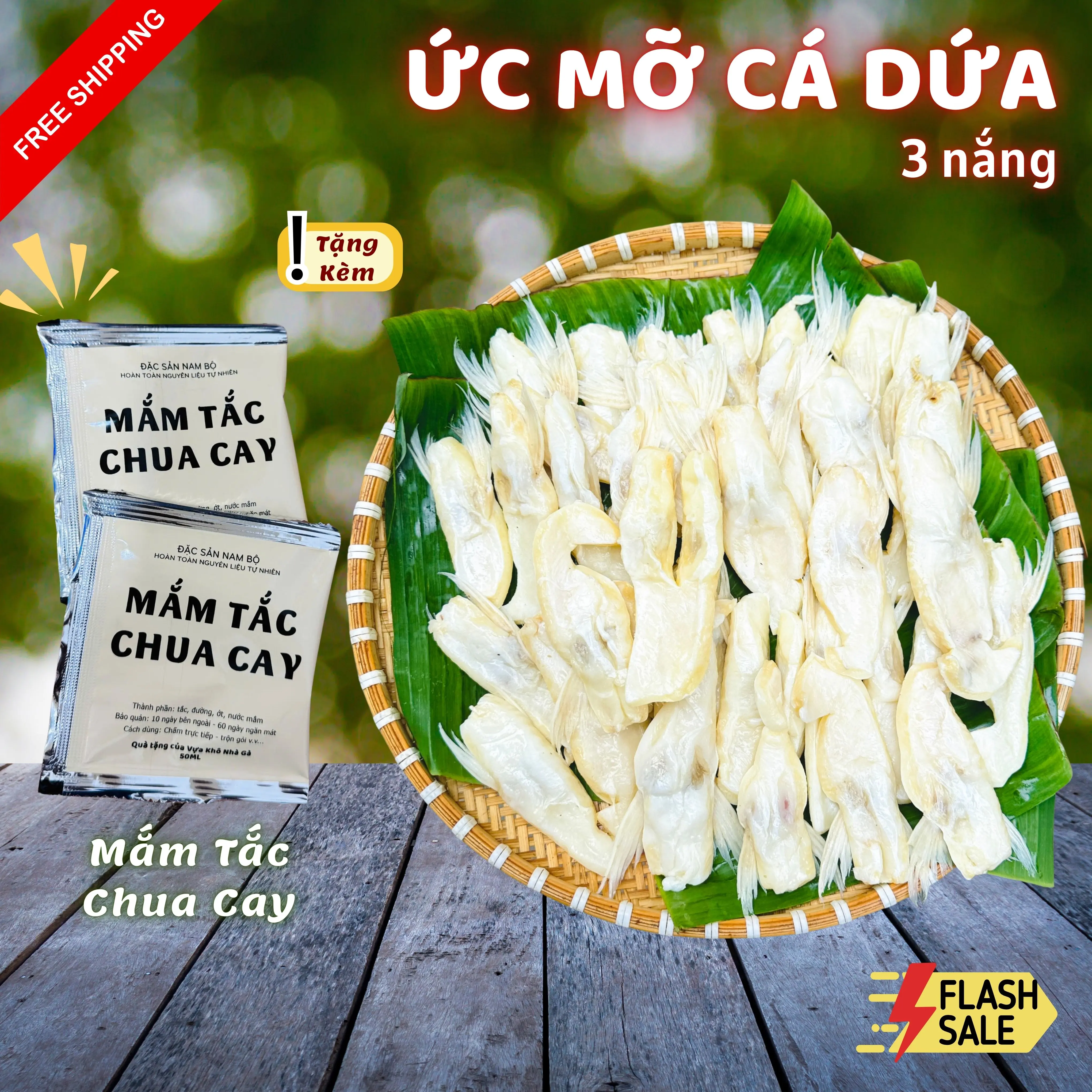Khô Ức Mỡ Cá Dứa - Tặng Mắm Tắc Chua Cay - Khô 3 Nắng Loại 1 Vị Vừa Ăn Béo Rất Ngon - Cá Basa Lai - Vựa Khô Nhà Gà Food