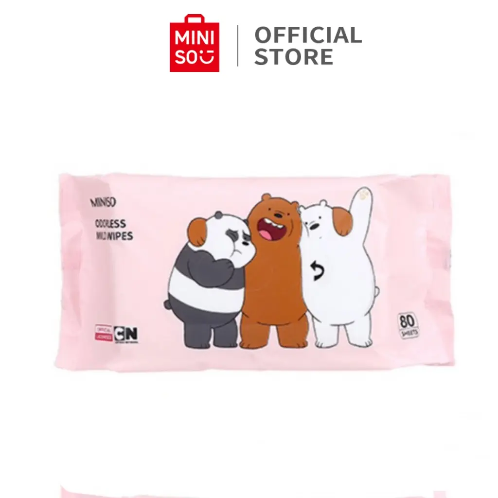 MINISO WE BARE BEARS ODORLESS MILD WIPES Tissue Basah  (isi 60 / 80pcs)