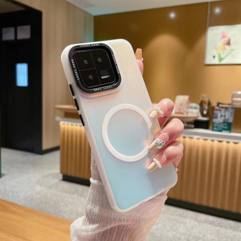 Ốp Điện Thoại Từ Tính, Thiết Kế Nhiều Màu Laser Sang Trọng, Tương Thích Với Xiaomi 14T, 14 Pro, 13T, 13 Pro, 11, 12s, 13, 14, 15 Ultra Pro, 11lite, Redmi Note14 / 13 ProPlus 4G / 5G, Giáp Chống Sốc, Tương Thích Với Magsafe, Ốp Mềm