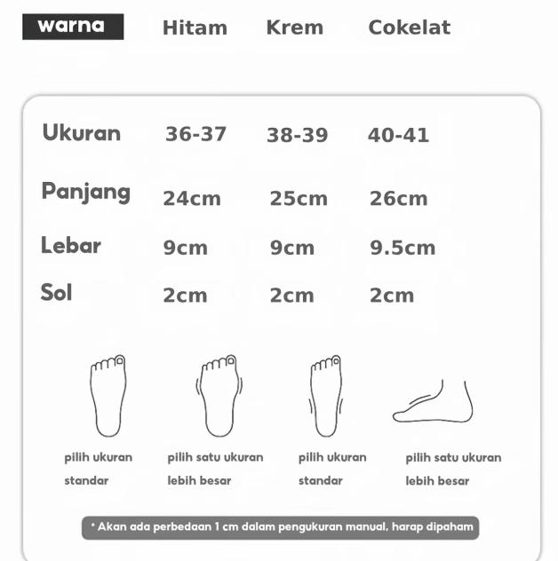 VA Sepatu Mules Wanita Sandal Wanita Shoes Perempuan Desain Anggun Fashionable Tersedia dalam Hitam Cream dan Cream-Choco Ukuran 37-41