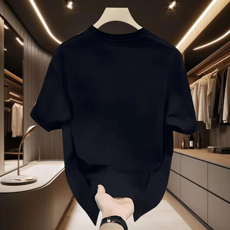 A720 Áo thun nam cổ tròn tay ngắn thiết kế đơn giản chất liệu lụa sữa rộng rãi đa năng phong cách cặp đôi 7