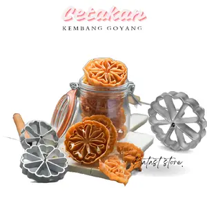 3 Pcs Cetakan Kue Kembang Goyang. Besi Kitchenware Batast Store. Buah Kayu peyek  oyot