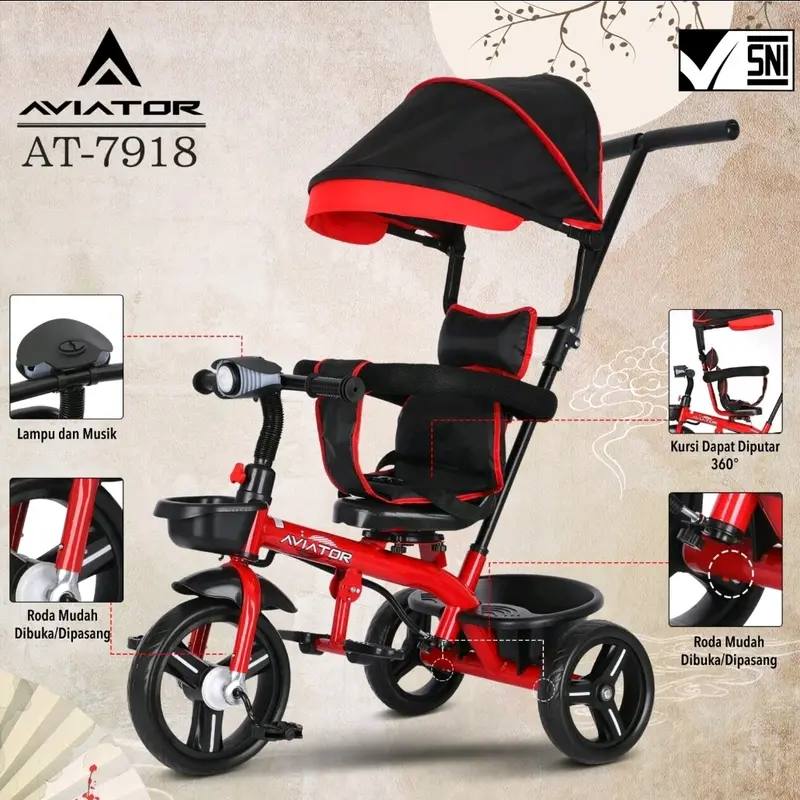 Stroller Sepeda Anak Roda Tiga Aviator AT-7918 Tricycle AT7918 AT 7918 0
