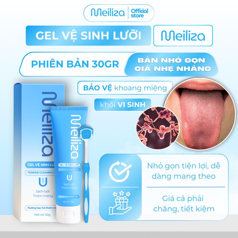 Gel vệ sinh lưỡi Meiliza (Bản Nhỏ Gọn Giá Mềm) - Hỗ trợ làm sạch, hôi miệng- Tặng kèm bàn chải lưỡi