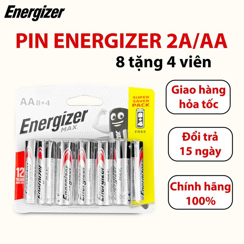 Pin 2A Energizer Max E91 BP8+4 – Pin – Bộ 12 Viên, Dùng Cho Đồ Chơi, Điều Khiển, Đồng Hồ, Thiết Bị Điện Tử