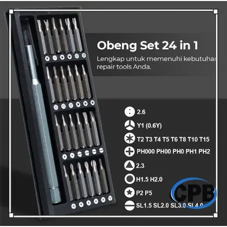 Obeng Set 24in1 Tools Kit HP Laptop Obeng Servis HP Obeng Jam Set Isi 24 Magnet Multifungsi Obeng Set 24 in 1 Screwdriver Kit Hardware Tools