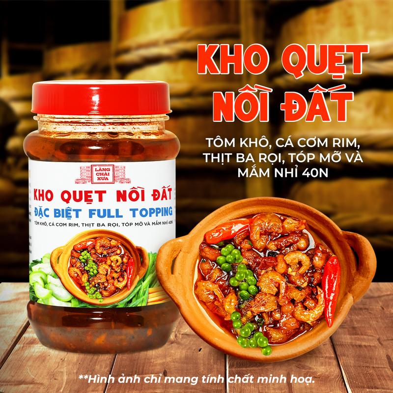 Kho quẹt nồi đất Làng Chài Xưa hủ 250g thơm ngon đặc biệt full topping tôm khô cá cơm rim thịt ba rọi tốp mỡ & mắm nhỉ 40N