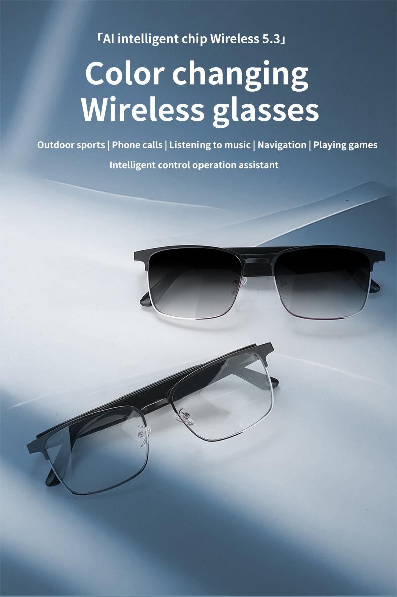 Product Introduction of GS06 Smart Glass with Voice Assistant, Built-in Speaker, and Mic, Photochromic Blue Light Filtering Lenses, Open Ear UV Protection Bluetooth Sunglasses for Sport 0