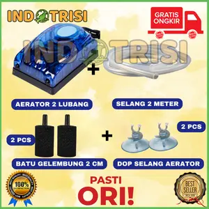 Paket Aerator 2 Lubang Paket Lengkap Aerator Aquarium Komplit ikan