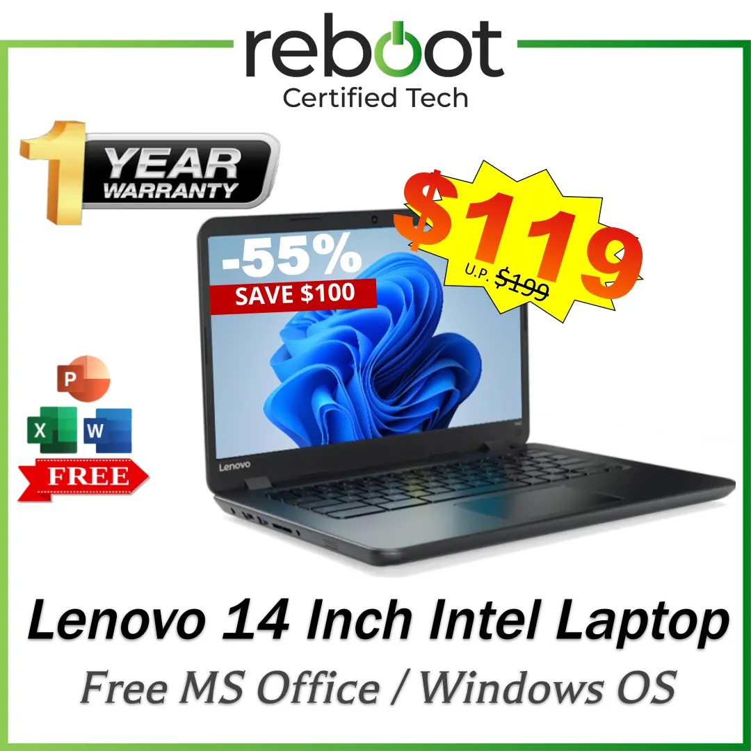 [Refurbished] Lenovo 14 Inch | Lenovo N42 | Chrome & Window |  | 512GB | Up to 16GB RAM | Fast Boost Up | Free MS Office | Windows 11 | Fast Shipping