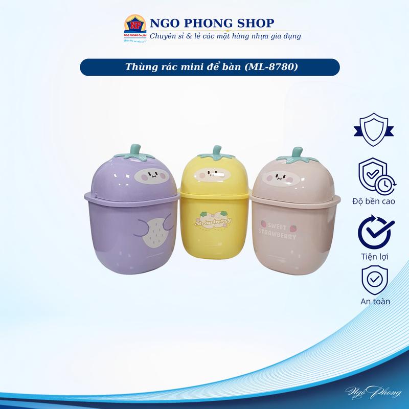 Thùng rác mini để bàn có nắp dậy hình hoa quả. Kích thước nhỏ gọn xinh xắn phù hợp mọi không gian.