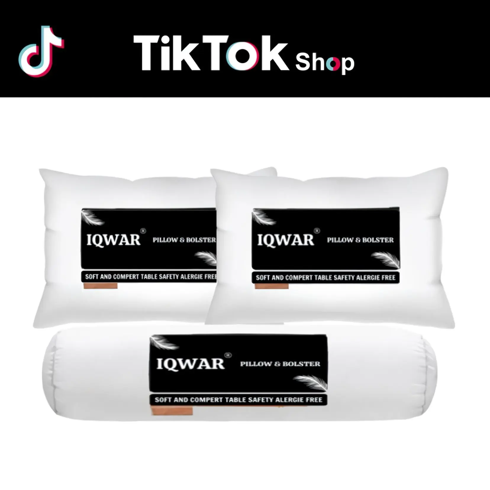 Paket 3 Bantal Guling tidur  bantal hotel  bahan kain  Putih Katun putih lembut 100% silikon  bantal iqwar Bed Penyangga Punggung
