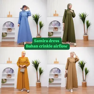 SAMIRA DRESS GAMIS MUSLIMAH WANITA BAHAN CRINKLE AIRFLOW PREMIUM JUMBO BUSUI FRENDLY