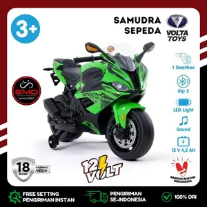 Promo Terbatas - Motor Aki Mainan Anak Cas SHP Volta 5059 Ninja SuperSport Murah BDG - HIJAU GAS TGN, INSTAN-RAKIT