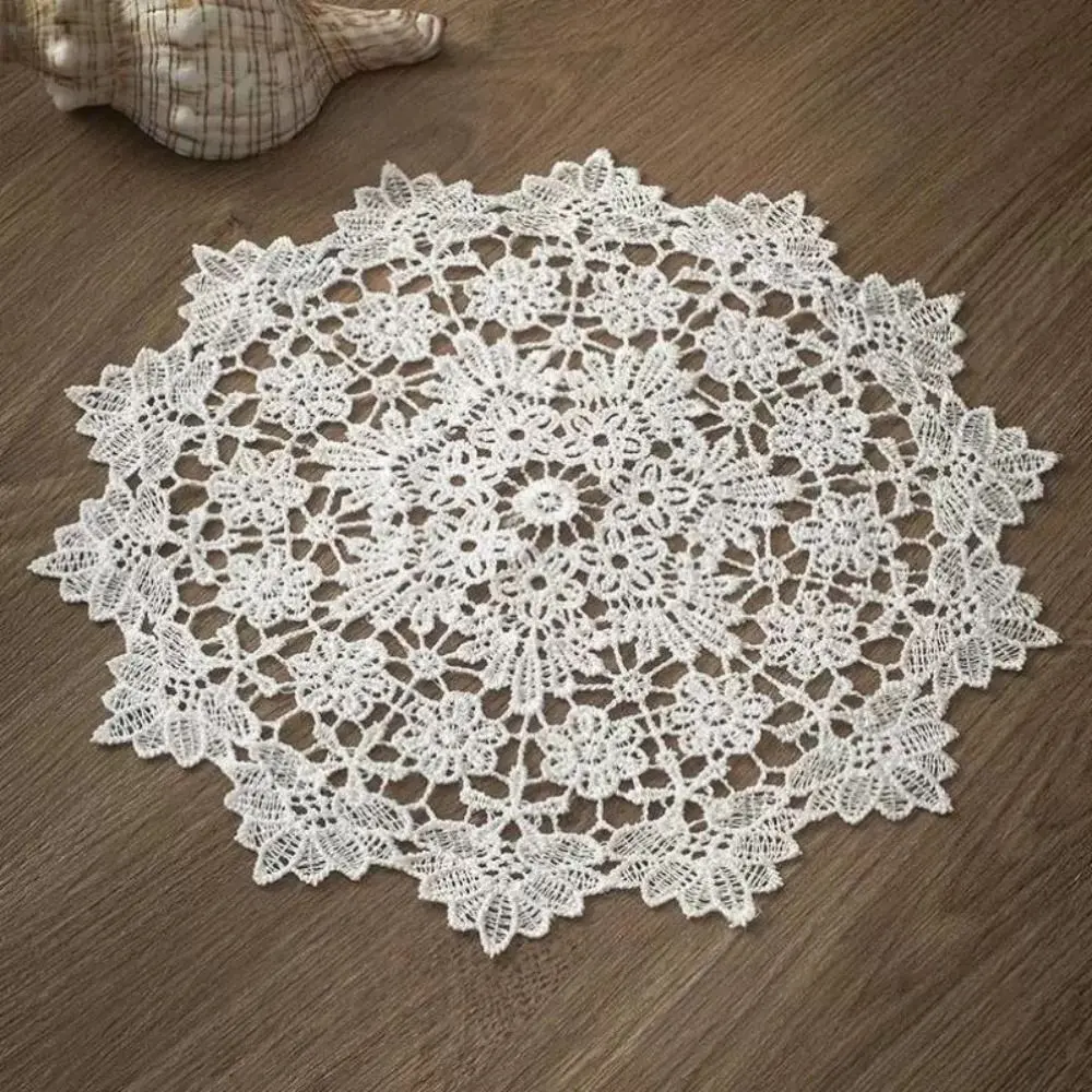 Tablecloth Crochet Hollow Lace Coaster Round Delicate Placemat Vintage Cup Mat Table Decoration