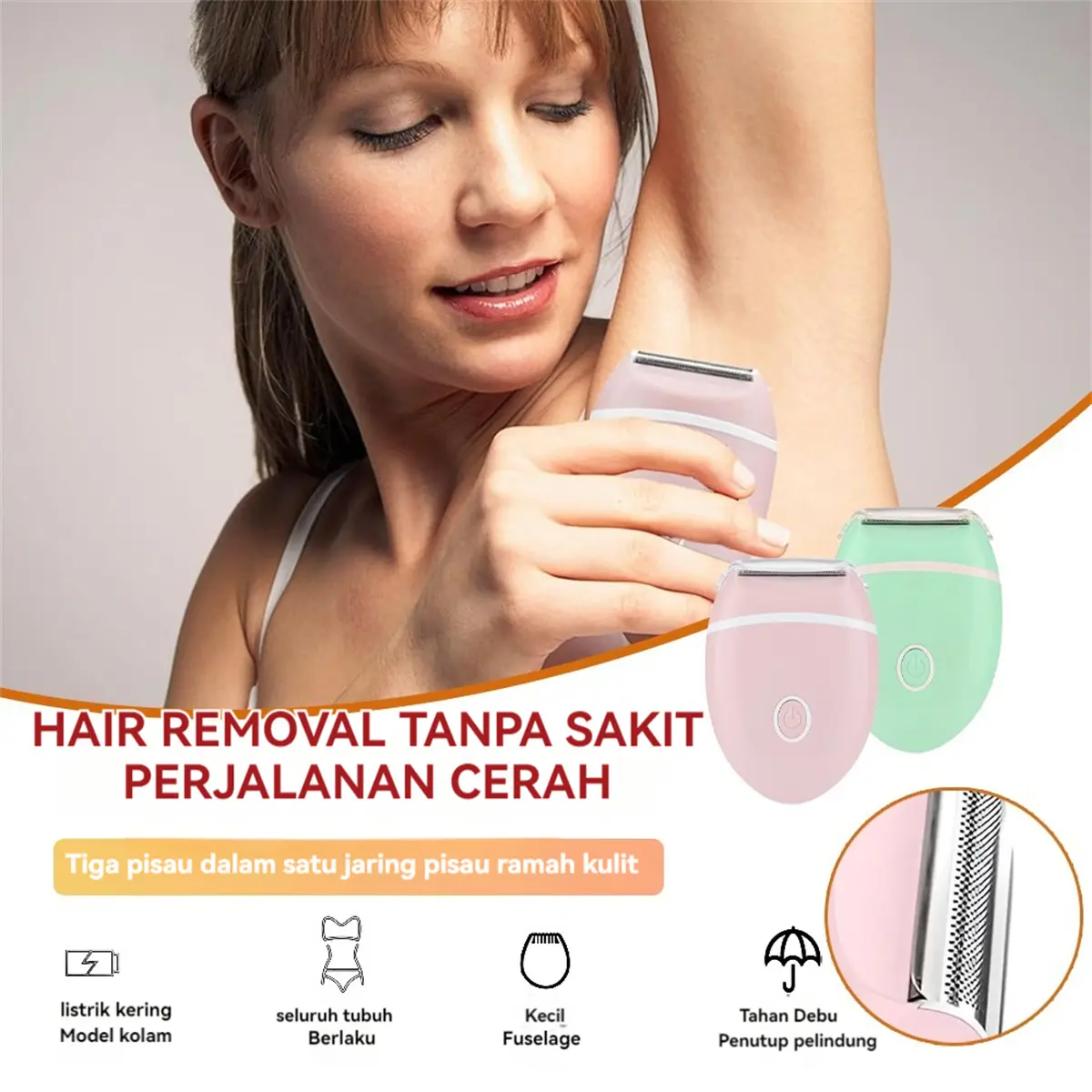 Alat Pencukur Bulu Kaki Tangan Lengan Ketiak Kemaluan Mini Lady Shaver Hair Removal Rechargeable