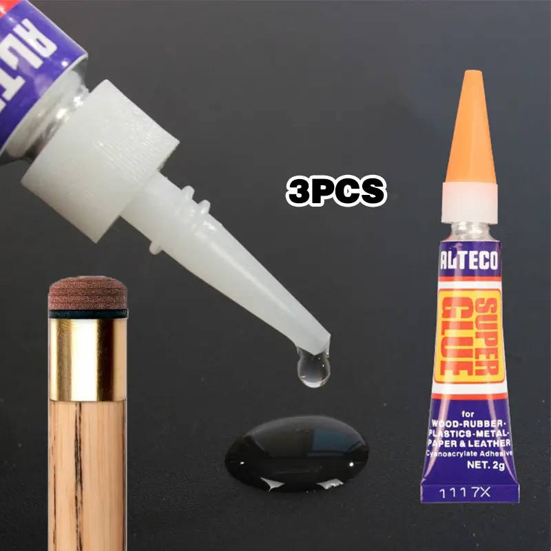 Power Glue 3PCS Lem Cair Instan Cue Tip Stick Billiard Liquid Super Glues