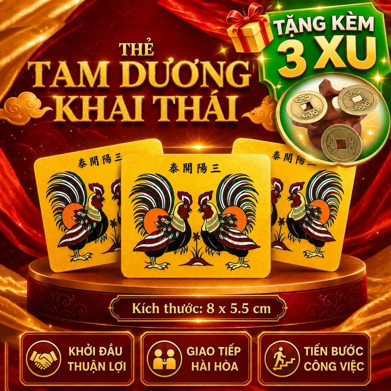 Thẻ Tam Dương Bỏ Ví , Decor Vật Phẩm Trang Trí Phong Thủy Đông Hồ