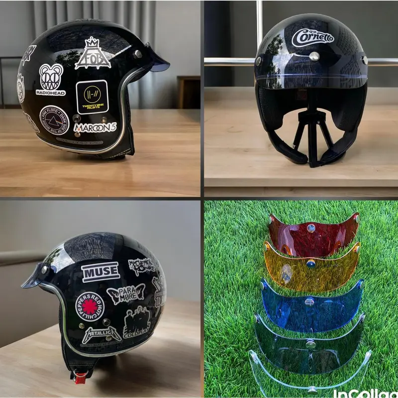 Helm Bogo Retro List Chrome - Stiker Music Bands 1