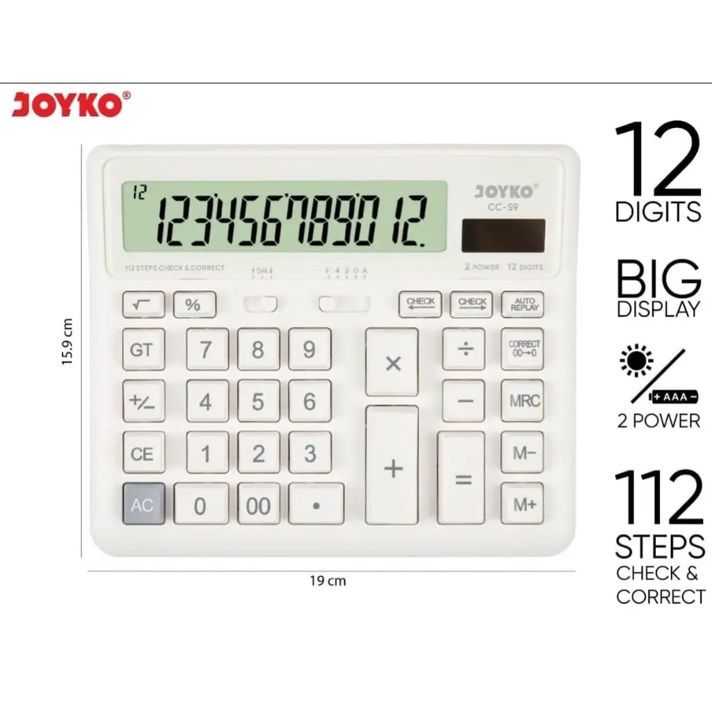 KALKULATOR CHECK & CORRECT JOYKO CC-59 - Calculator Desktop CC59 Jumbo 12 Digit
