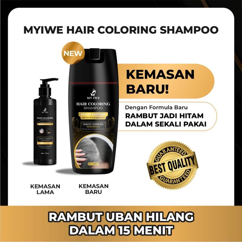 Shampoo Penghitam Rambut Putih Penghilang uban MY IWE HAIR Coloring Itam Black Myiwe Shampo Untuk Mewarnai Berkilau Penghilang Beruban Sampo Untuk Berwarna Hitam Ampuh Alami Permanen Pria Wanita Kakek Nenek Instant Cepat Menghitamkan 3
