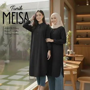 Meisa Tunik Crinkle - Atasan Wanita Airflow Karet - Bahan Adem Nyaman - Desain Busui Friendly - Tunik Simple Stylish