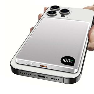 ミニポータブル急速充電モバイルバッテリー コンパクトデザイン、全デバイス対応ワイヤレス充電、5000mAh容量Type C入力