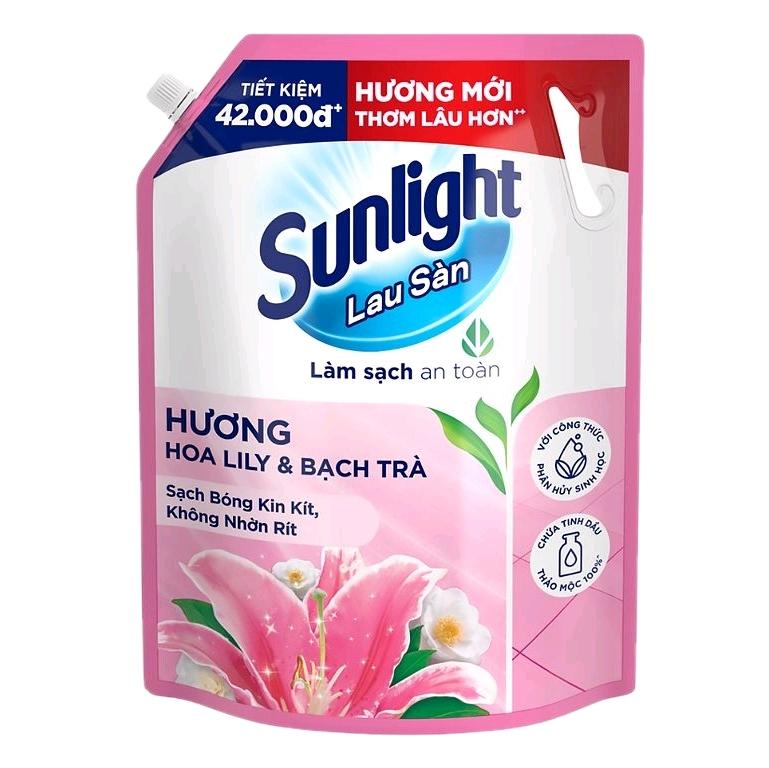 Nước lau sàn Sunlight tinh dầu thảo mộc hương hoa lily & bạch trà túi 3.6kg