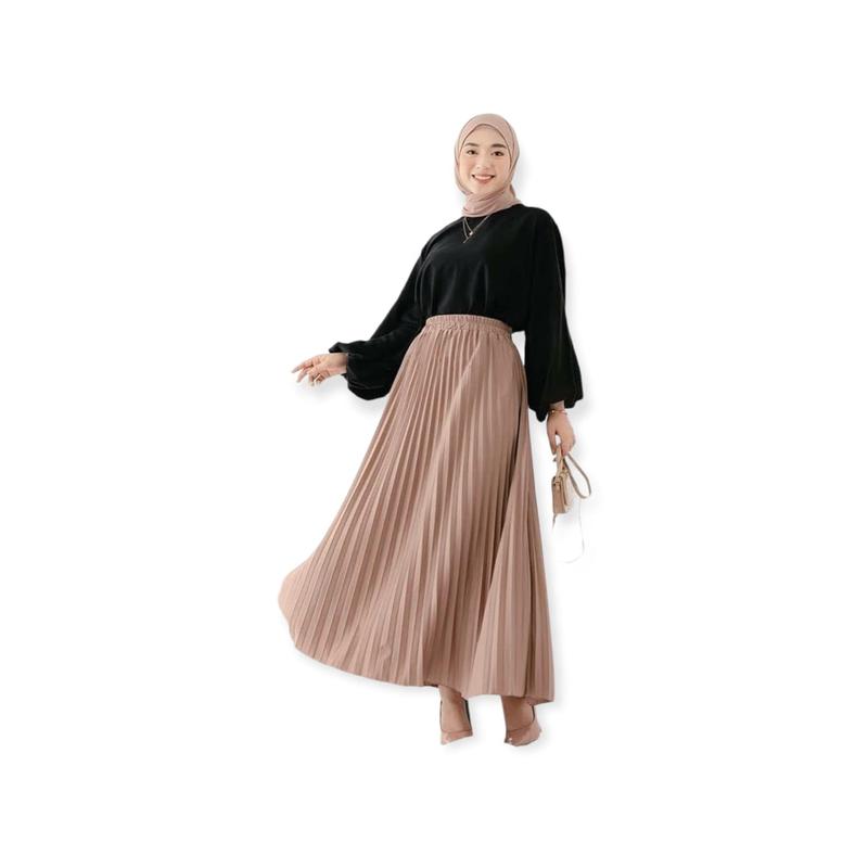 ROK PLISKET PREMIUM BAHAN EVANO TEBAL Fit Muslim Rempel Wanita Panjang Bawahan 0