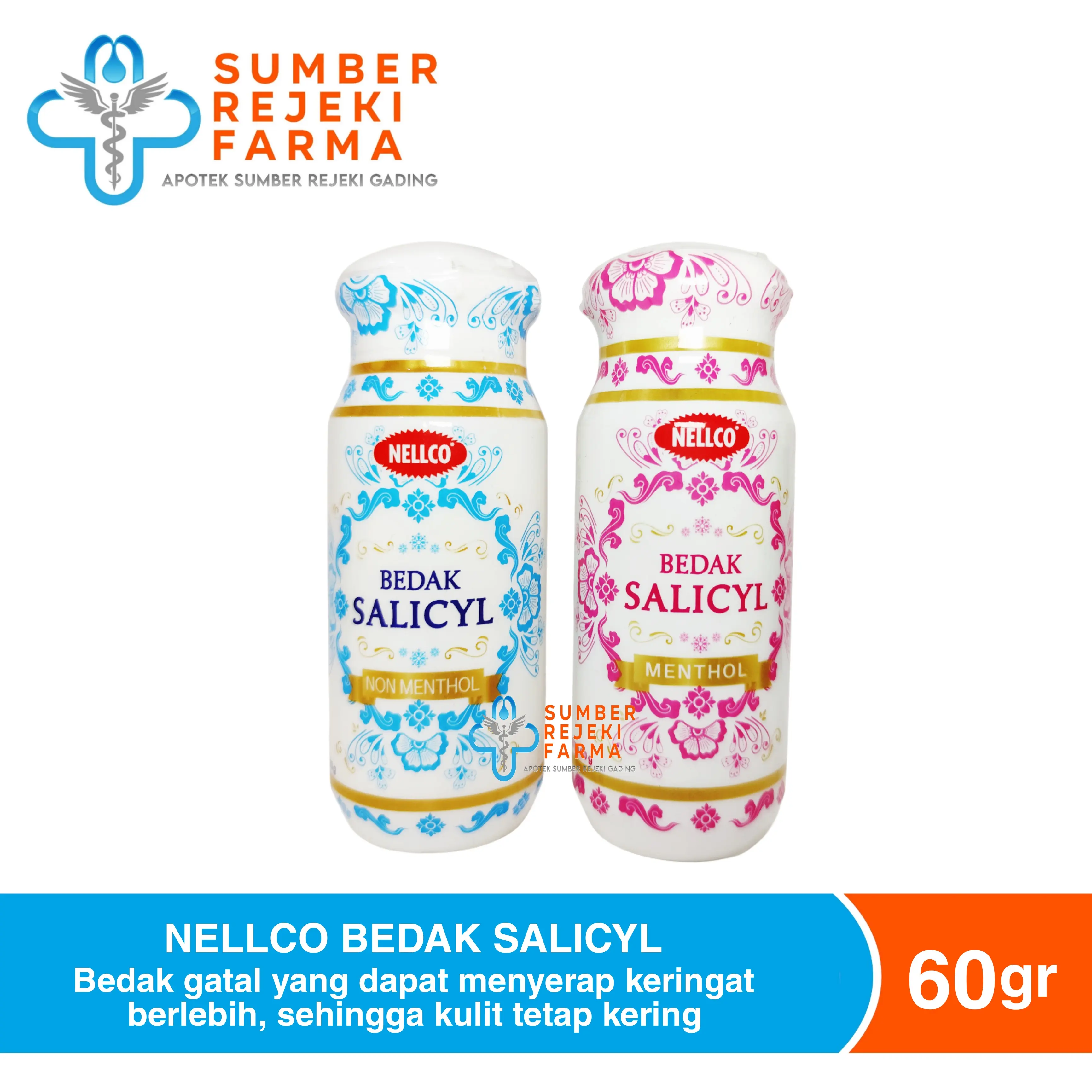 Bedak Salicyl Nellco 60gr untuk Wajah dan Tubuh - Powder