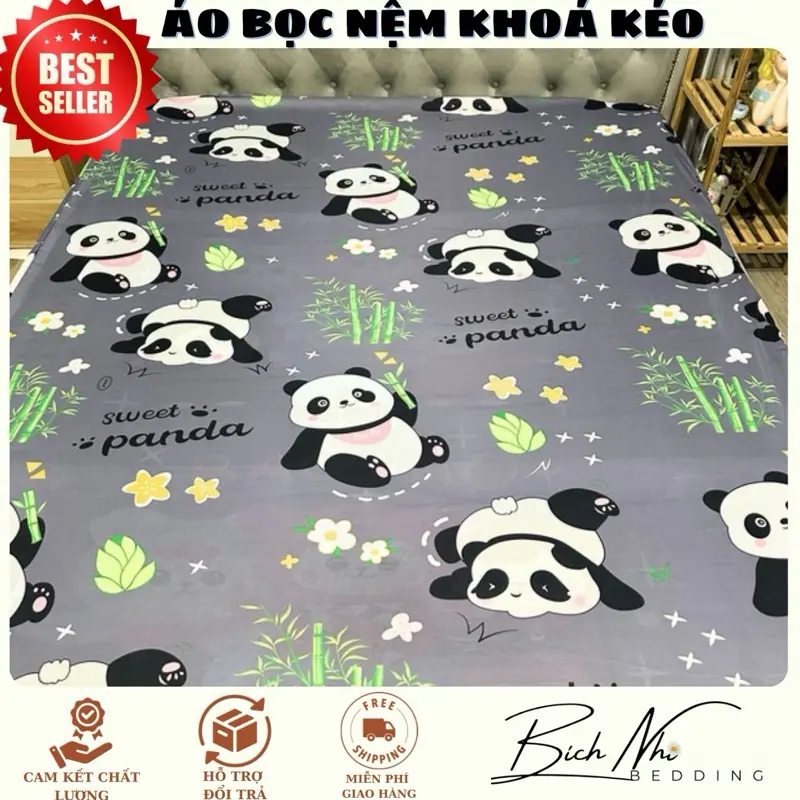 *ByNyDrap*(Mẫu bán chạy) Áo bọc nệm khoá kéo 2 mặt thun silk lạnh in 3D chất thun đẹp mịn mát