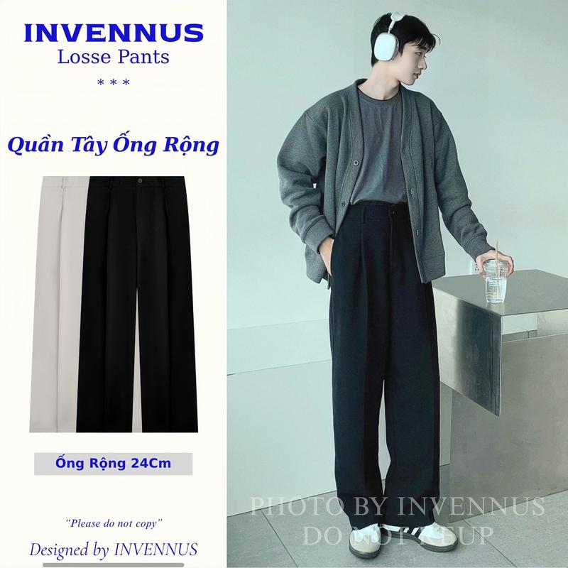 Quần dài nam Loose Pants INVENNUS, quần suông ống rộng chất liệu tuyết mưa cao cấp dày dặn, phong cách hàn quốc Quần Tây - 319