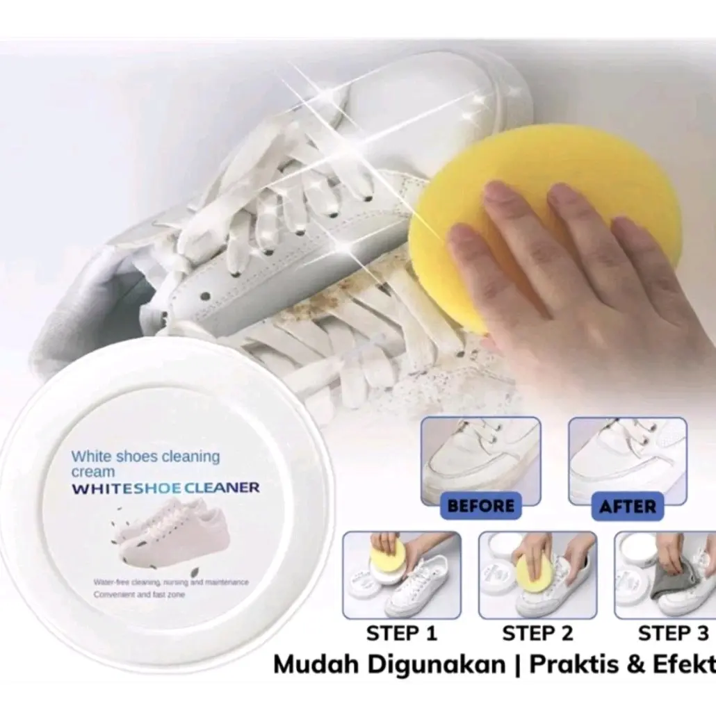 Krim Pembersih Pemutih Sepatu Cleaner Shoes Gratis Spons