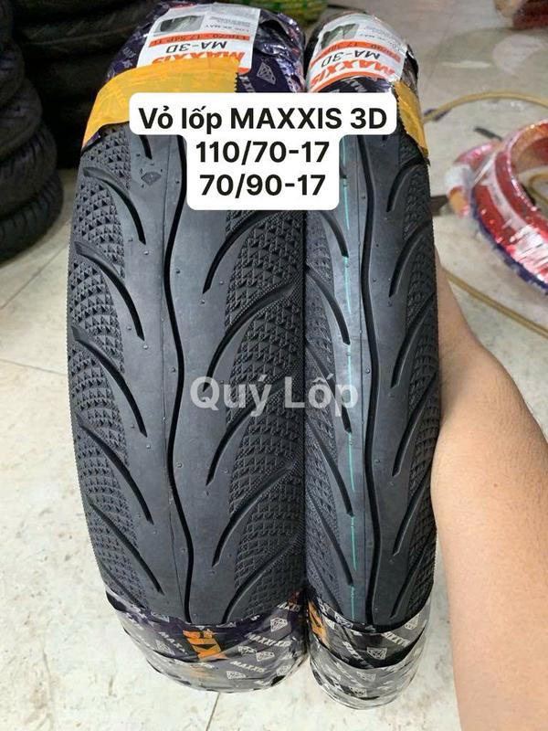 Vỏ lốp Maxxis 3D size 110 70-17 70 90-17 gắn cho Exciter 150 Winner V1V2V3 hạ size. Vỏ không ruột