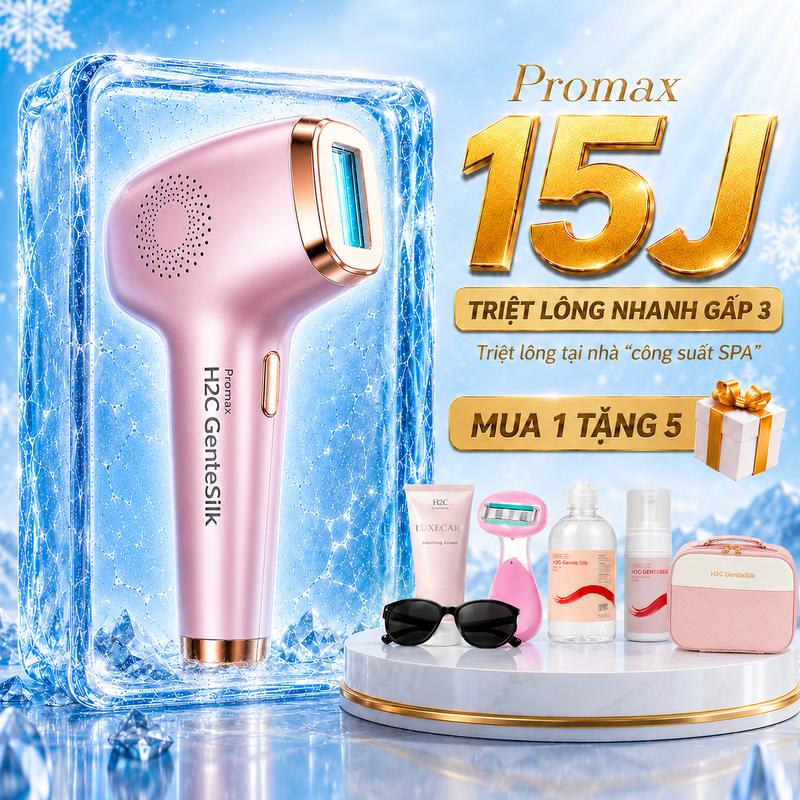 Máy triệt lông SIÊU MẠNH cao cấp H2C GentleSilk Promax 9 cấp độ - Bảo hành ĐỔI MỚI 12 tháng - Công nghệ IPL - Tặng full combo cạo lông