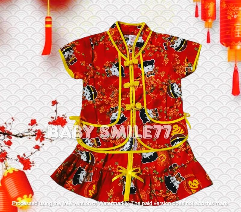 Product Introduction of Setelan Baju Cina Rok Baju Sanghai Lengan Pendek Buat Usia 0 Bulan Sampai 7 Tahun Bahan Katun 9