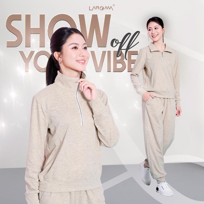  LAROMA Bộ Quần Áo Nỉ Lông Cừu Cổ Khoá Lửng Cho Nữ | Basic - Co Dãn - Giữ Ấm - Mềm Mại 